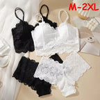Botanical Embroidered Lace Racerback Bralette and Scalloped Lace Boyshort Set