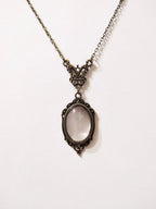 Vintage Ornate Mirror Pendant Necklace for Gothic Dark Academia Styling