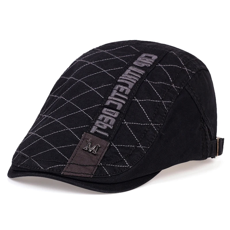 Classic Cotton Ivy Flat Cap Quilted Pattern Casual Vintage Streetwear Beret Hat