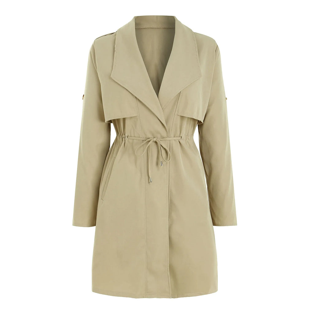 Women's Lightweight Longline Utility Trench Jacket with Relaxed Fit Contemporary Streetwear Outerwear