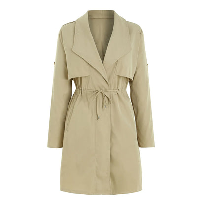 Women's Lightweight Longline Utility Trench Jacket with Relaxed Fit Contemporary Streetwear Outerwear