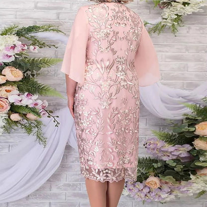 Elegant Floral Lace Overlay Occasion Wear Alternative Midi Dress