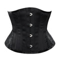 Classic Black Underbust Corset with Metal Busk and Floral Jacquard Panels
