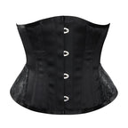 Classic Black Underbust Corset with Metal Busk and Floral Jacquard Panels
