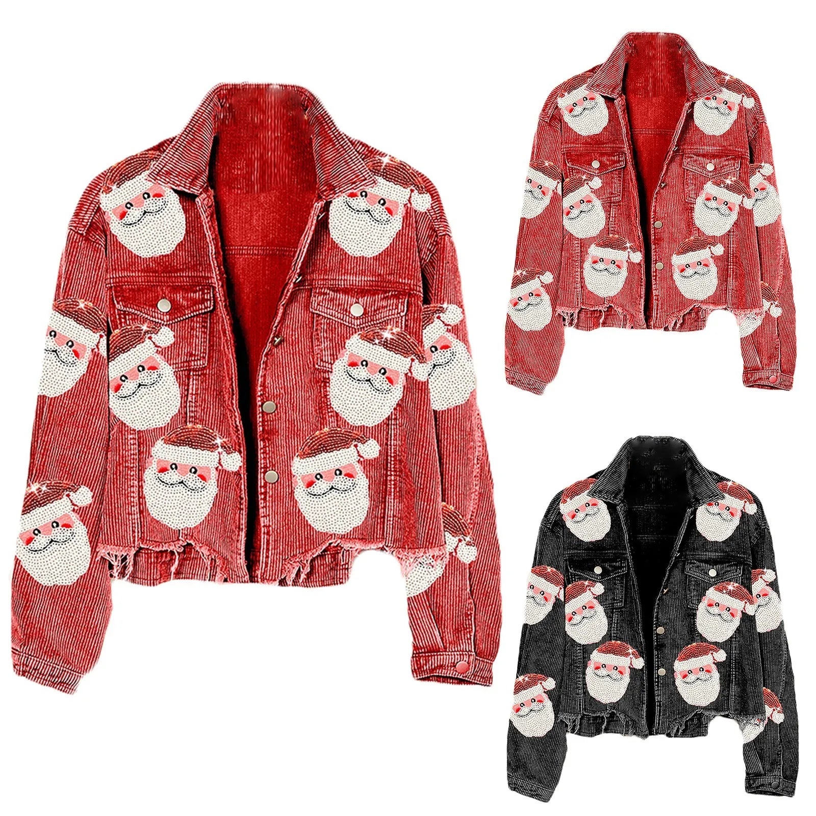 Women's Festive Pattern Button Front Knit Cardigan Cozy Holiday Casual Layering Jacket