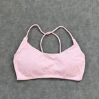 Olive Green Strappy Open-Back Sports Bra with Scoop Neckline