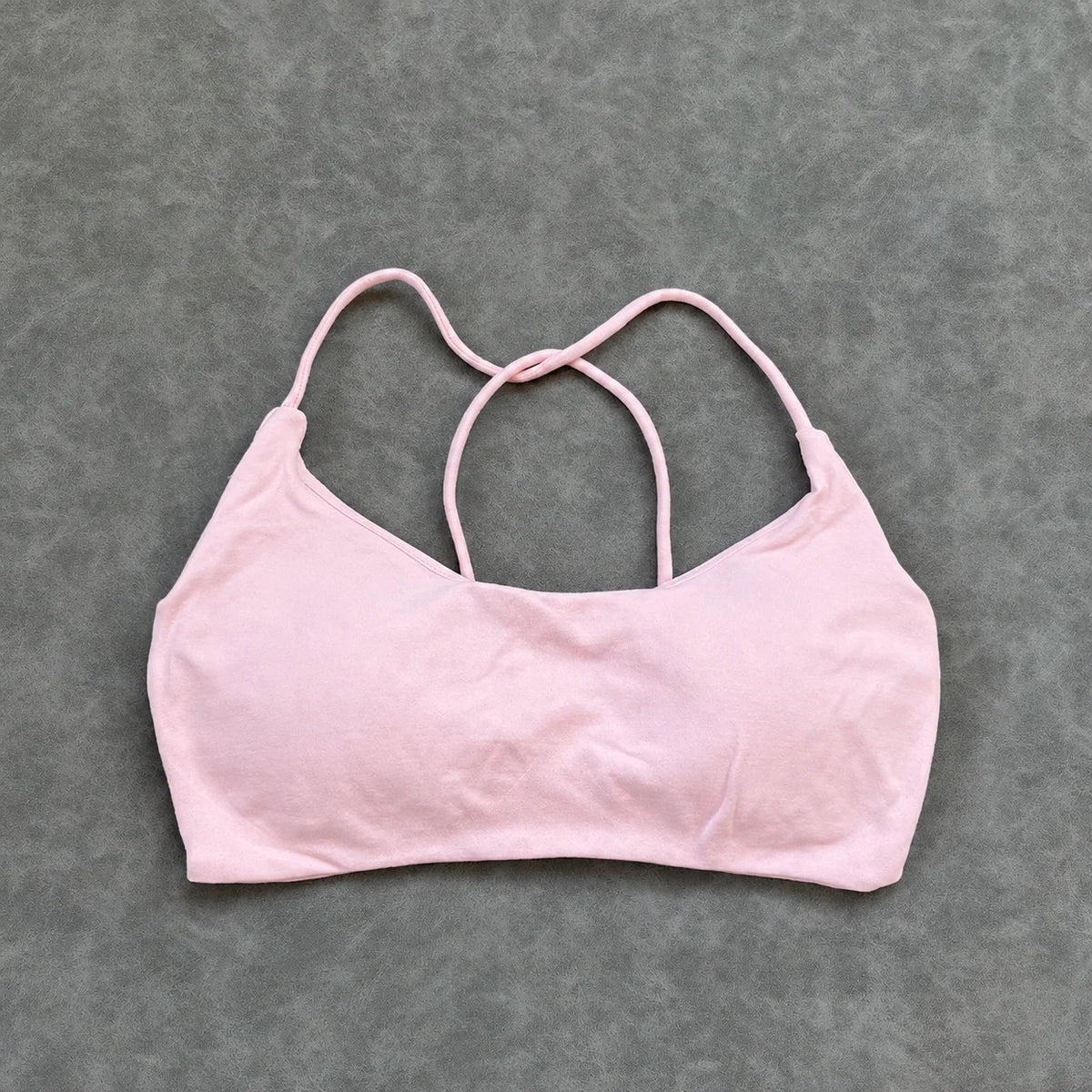 Olive Green Strappy Open-Back Sports Bra with Scoop Neckline