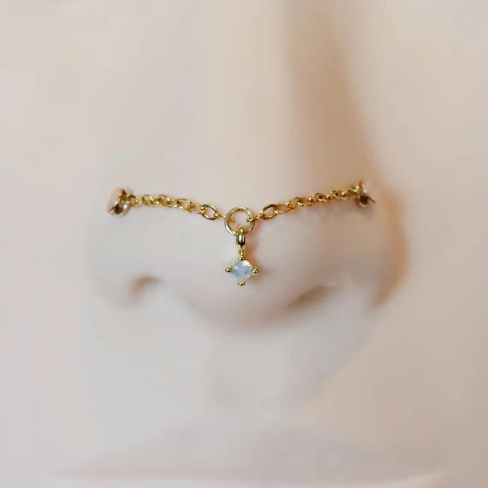 Double Chain Nose Cuff Accessory for Punk Gothic Alternative Fashion