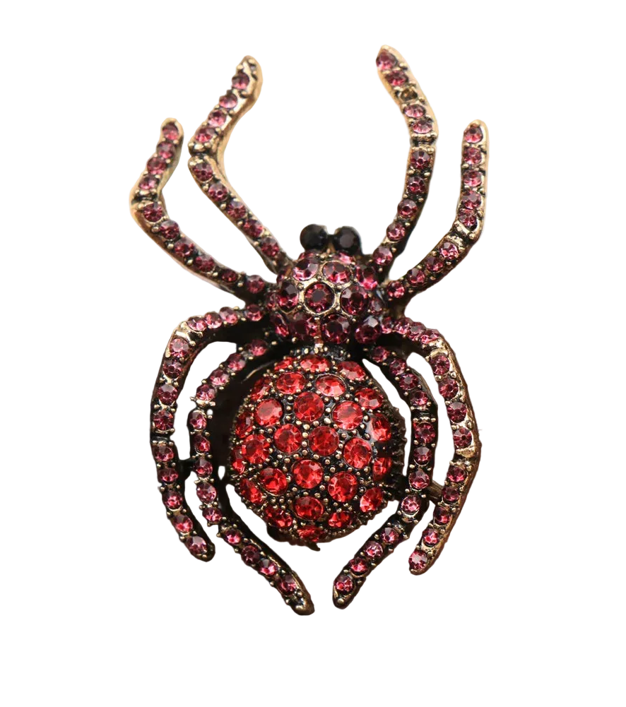 Vintage Gothic Spider Brooch Pin with Ornate Statement Insect Silhouette Design