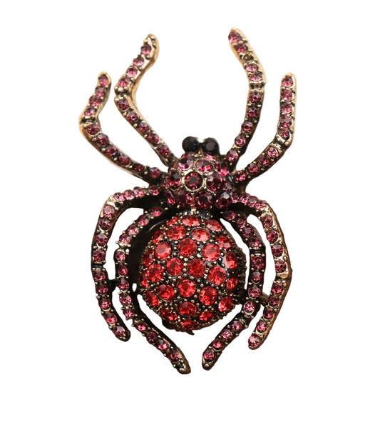 Vintage Gothic Spider Brooch Pin with Ornate Statement Insect Silhouette Design