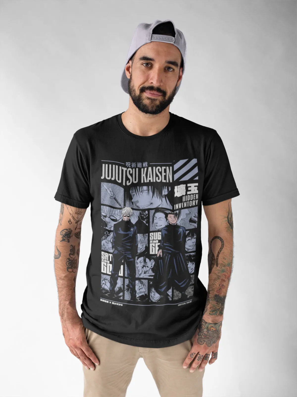 Goth Retro Manga Streetwear Tee with Dark Panel Graphic Design