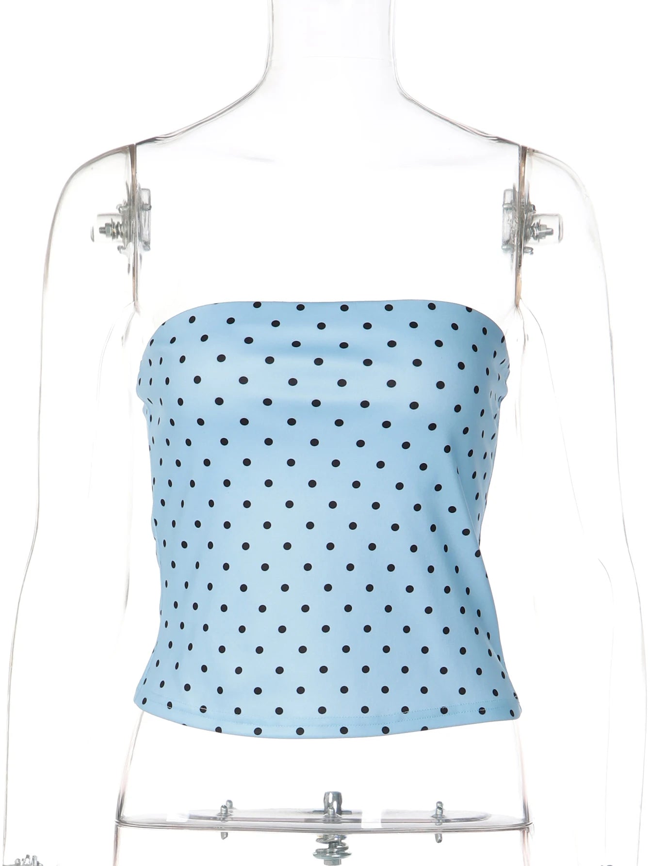 Polka Dot Strapless Crop Top with Slim Fit Contemporary Streetwear Summer Design