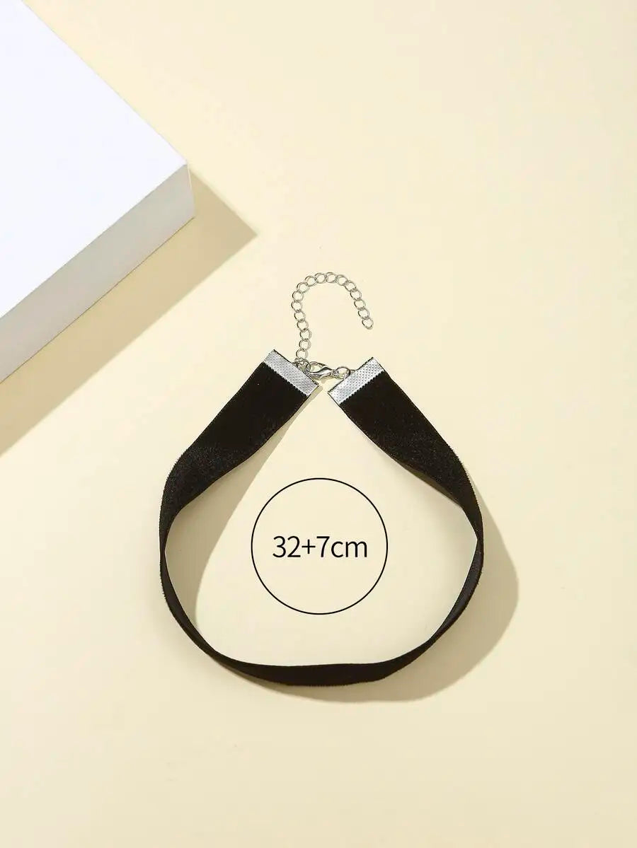Minimalist Velvet Choker Necklace for Gothic Grunge and Dark Feminine Styling