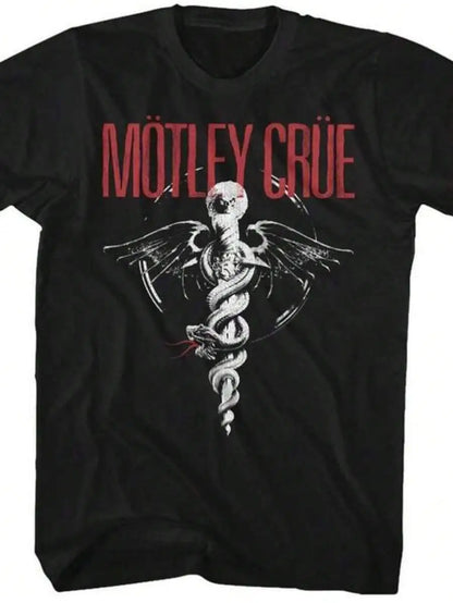 Vintage Rock-Inspired Graphic T-Shirt with Ornamental Gothic Streetwear Artwork