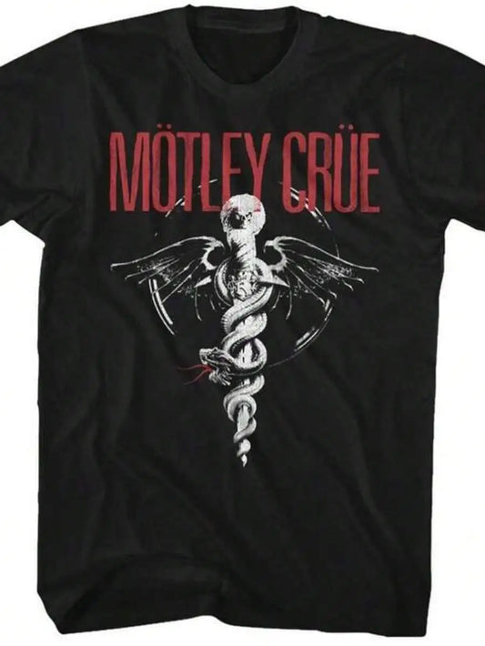 Vintage Rock-Inspired Graphic T-Shirt with Ornamental Gothic Streetwear Artwork