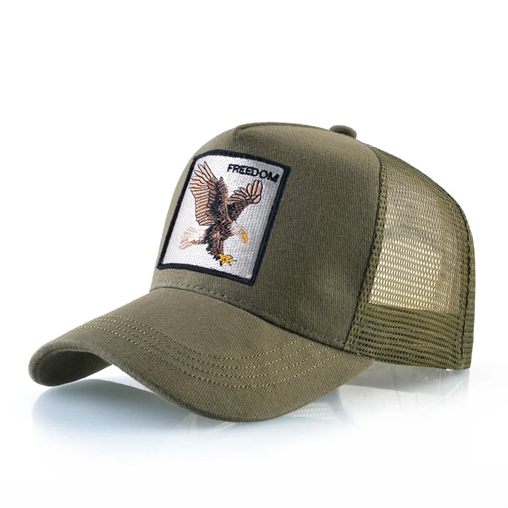 Embroidered Patch Mesh Trucker Cap Adjustable Curved Brim Casual Streetwear Outdoor Hat