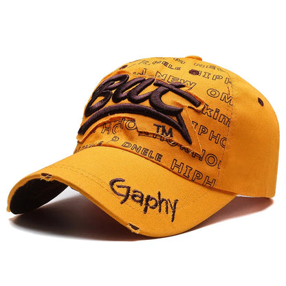 Typography Embroidered Baseball Cap Adjustable Curved Brim Urban Streetwear Fashion Hat