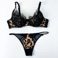 Bold Leopard Print and Black Lace Underwire Lingerie Set