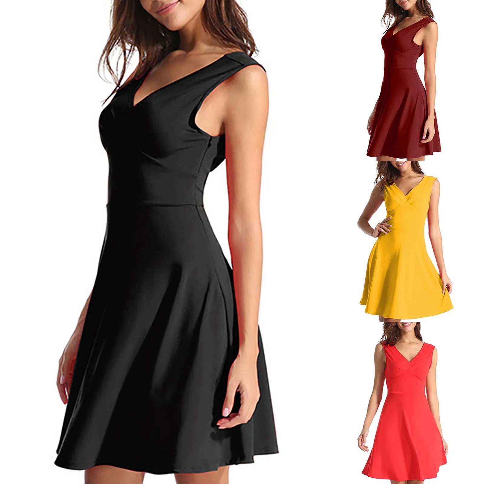 Sleeveless A-Line Mini Dress with Flared Hem and Clean Silhouette