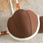 Structured Brown Seashell Underwire Bikini with Contrast White Detailing