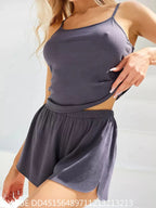 Women's Summer Tank Top and Shorts Pajama Set, Sleeveless Spaghetti-Strap Two-Piece Sleepwear with Slim-Fit Casual Loungewear Style