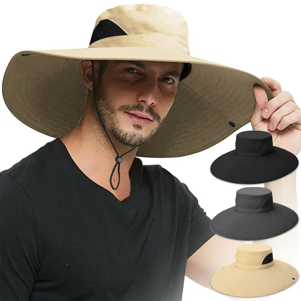 Wide Brim Boonie Sun Hat with Adjustable Chin Cord for Outdoor Adventure and Travel
