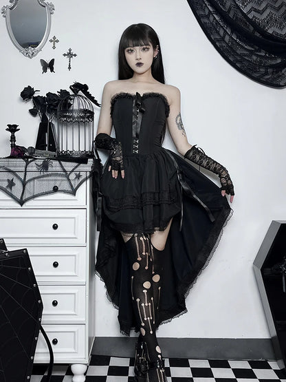 Layered Gothic Corset Dress with Dark Kawaii Alternative Fashion Aesthetic