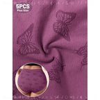 5-Piece Plus-Size Women’s Briefs Set with High-Rise Triangle Silhouette, Lace Texture and Assorted Soft Colors