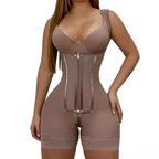 Structured Wide-Strap Shaping Bodysuit with Dual Front Closure