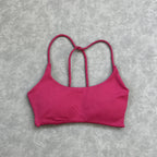 Olive Green Strappy Open-Back Sports Bra with Scoop Neckline
