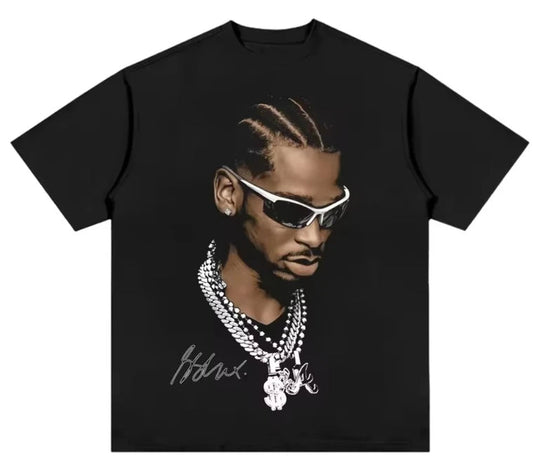 Oversized Portrait Graphic Cotton T-Shirt with Retro Urban Streetwear Styling