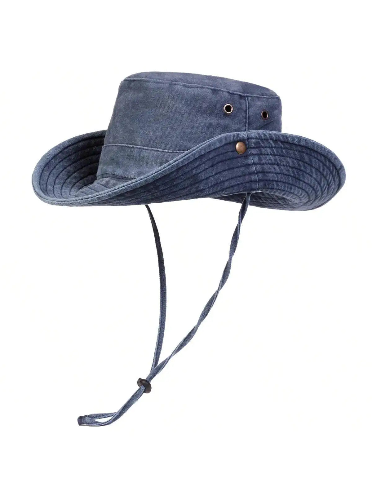 Wide Brim Cotton Bucket Hat with Adjustable Chin Cord for Outdoor Travel and Everyday Wear