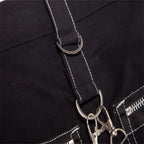 Men's Utility Strap Cargo Pants with Tapered Fit and Alternative Streetwear Style