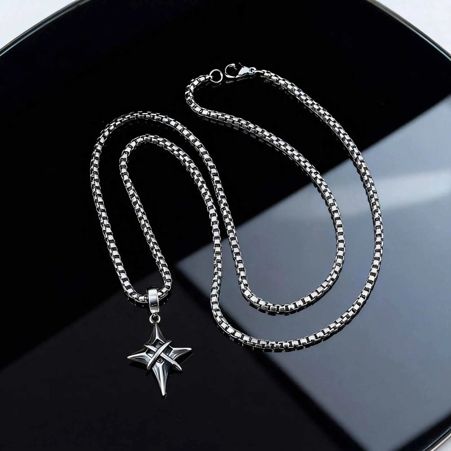 Star Cross Pendant Necklace Gothic Punk Alternative Statement Jewelry