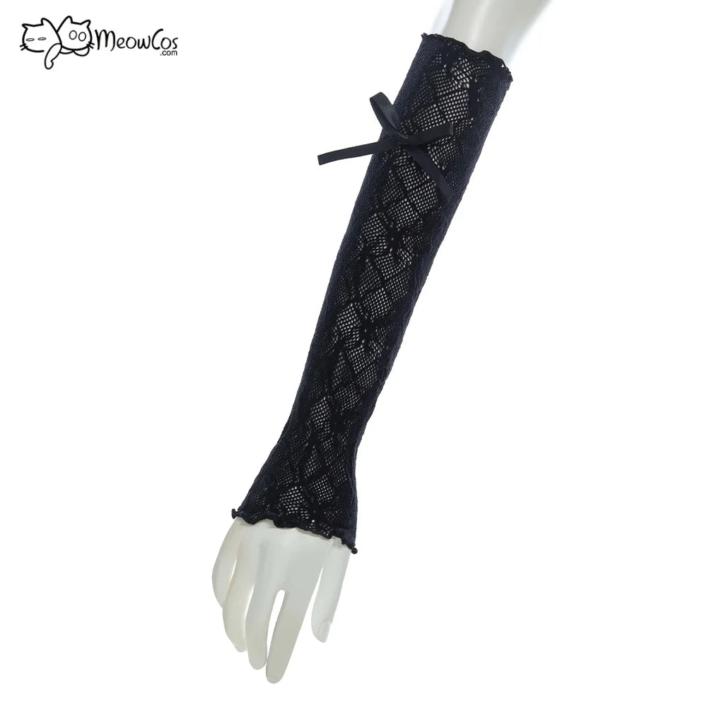 Women's Gothic A-Line Camisole Mini Dress with Detachable Sleeves and Choker Accessory Set