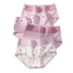 4-Piece Women’s Printed High-Rise Briefs Set with Playful Heart and Floral Motifs, Soft Pink Tones and Feminine Styling