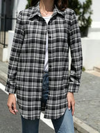 Classic Red and White Plaid Button-Down Shirt with Relaxed Casual Fit
