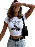 Graphic Print Crop Top with Relaxed Fit Casual Streetwear Style