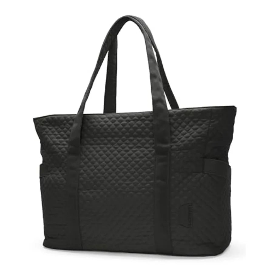 Quilted Large Capacity Tote Bag with Zip Closure and Structured Design