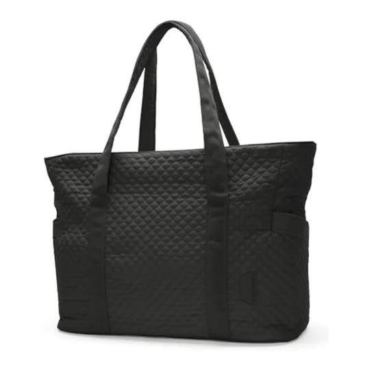Quilted Large Capacity Tote Bag with Zip Closure and Structured Design