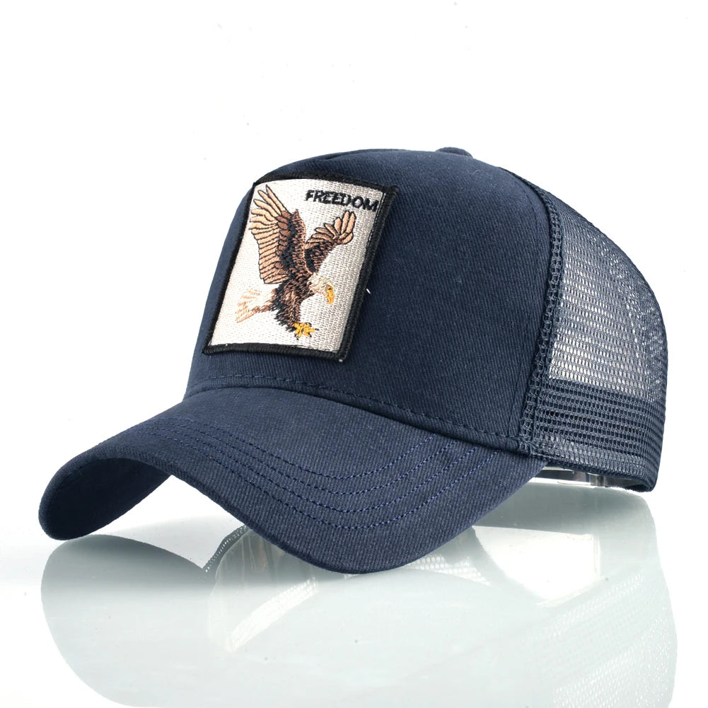 Embroidered Patch Mesh Trucker Cap Adjustable Curved Brim Casual Streetwear Outdoor Hat