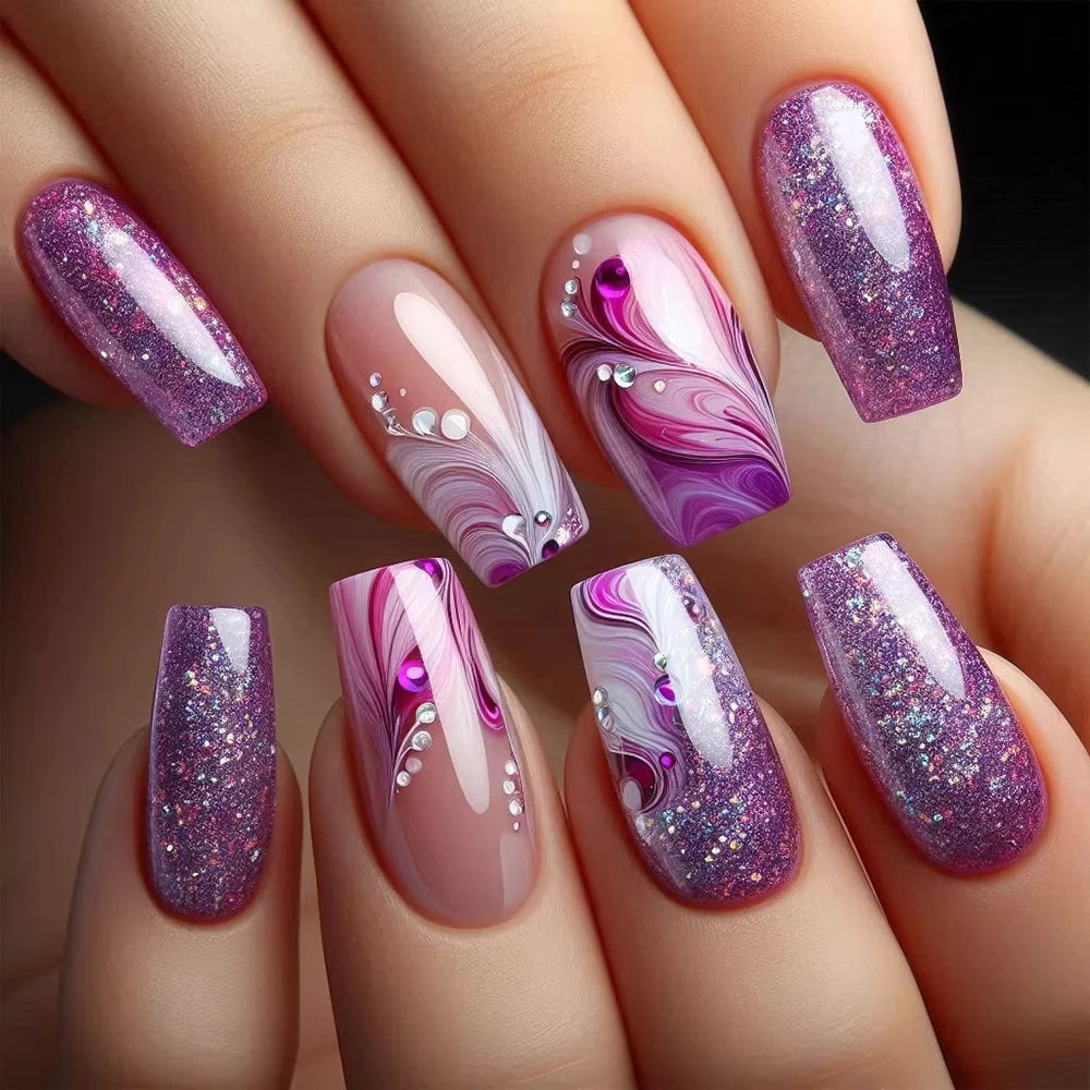 Gothic Scroll Pattern Press On Nails with Dark Feminine Artwork