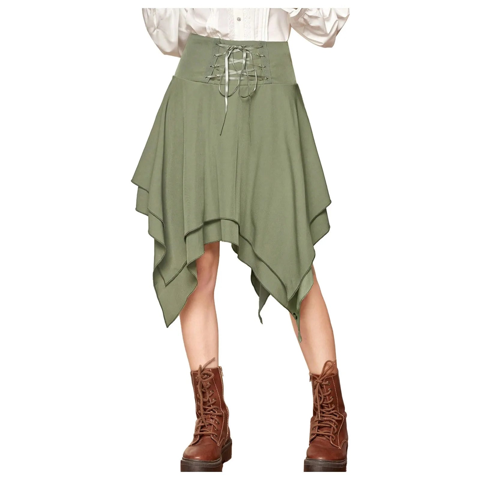 Asymmetrical Handkerchief Hem Lace Up Gothic Inspired Alternative Mini Skirt