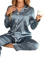 Classic Red Long-Sleeve Pajama Set with Tailored White Piping