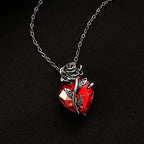 Rose Heart Pendant Necklace for Gothic Dark Romantic Fashion Styling