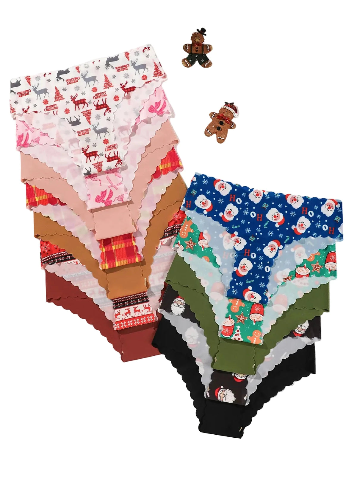 12-Piece Wavy-Edge Low-Rise Brief Set in Assorted Holiday Prints and Solids