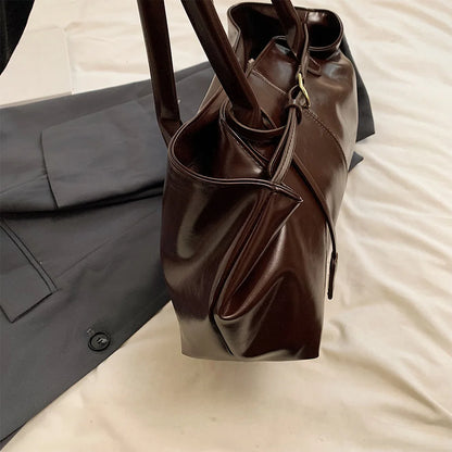 Soft PU Leather Slouchy Hobo Tote Bag with Top Handle Design