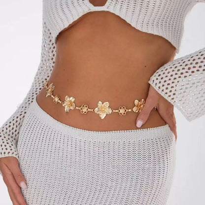 Delicate Floral Charm Waist Chain for Romantic and Bohemian Fashion Styling