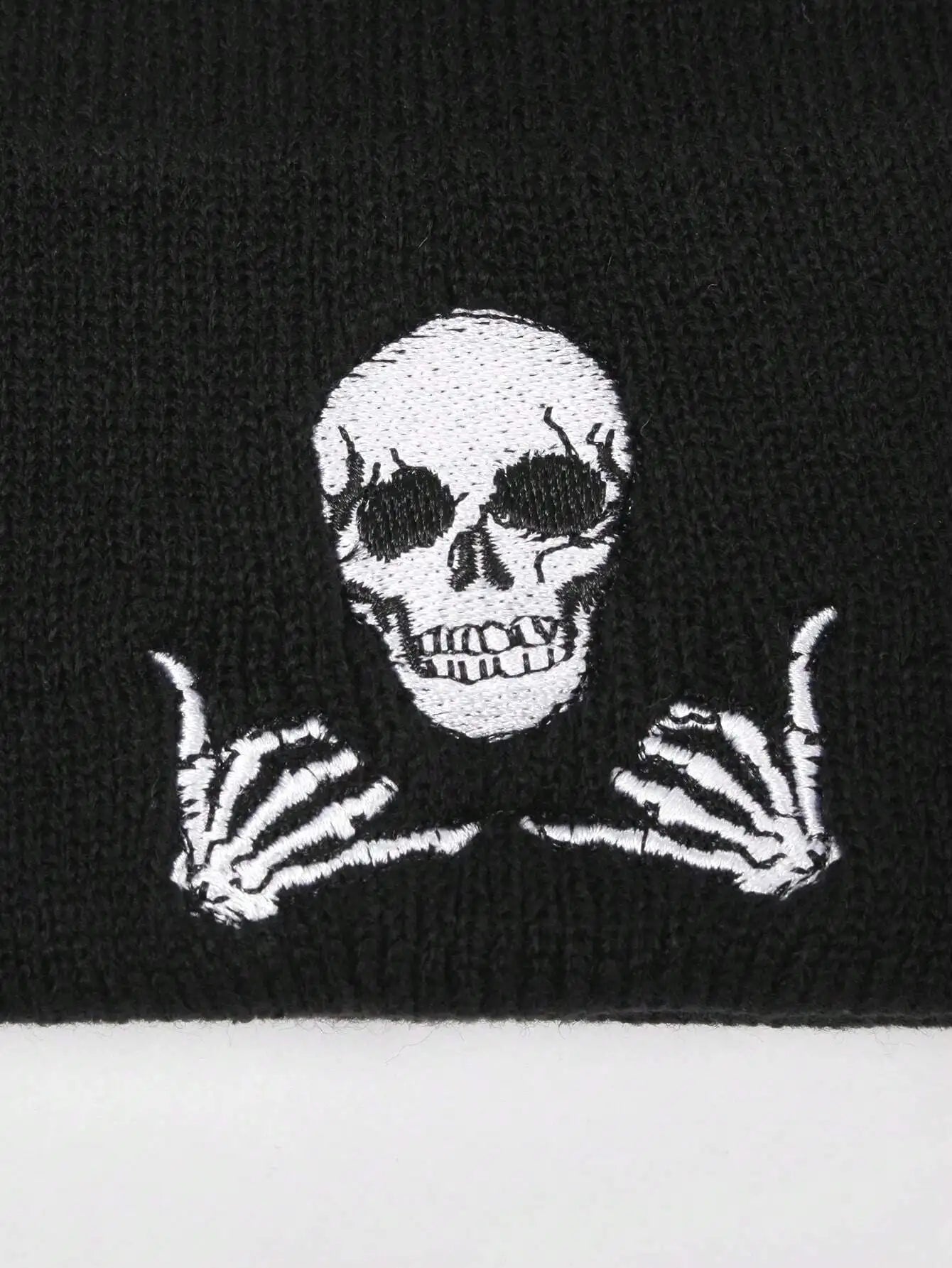 Embroidered Skull Graphic Acrylic Knit Beanie for Contemporary Streetwear Winter Casual Fashion Style