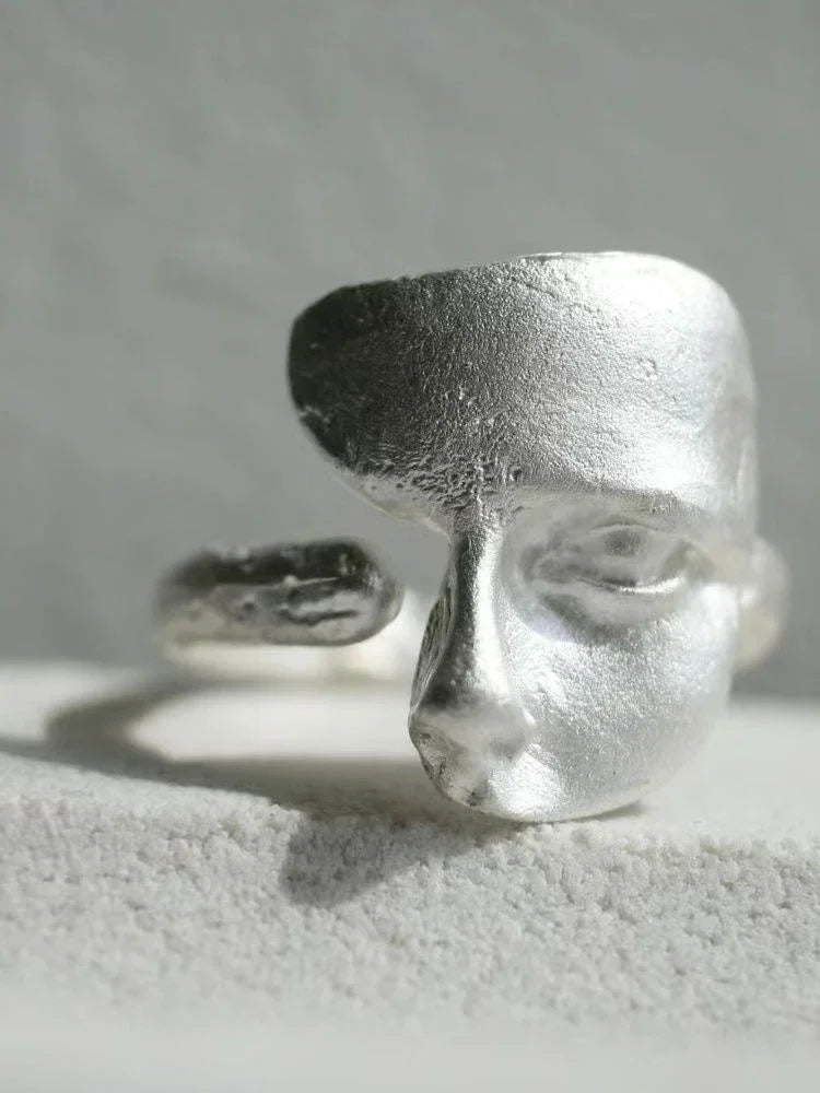 Mystical Face Open Ring for Gothic Alternative and Avant Garde Styling